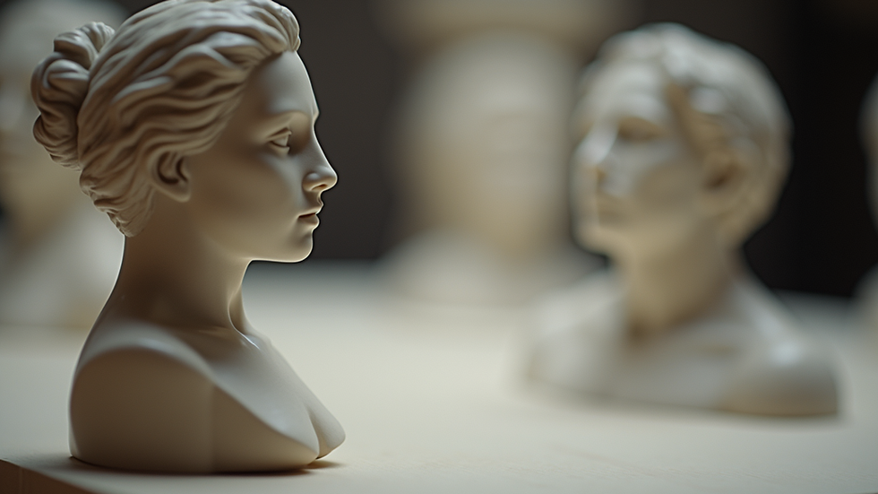 Close-up view of a fine art sculpture with appraisal documents
