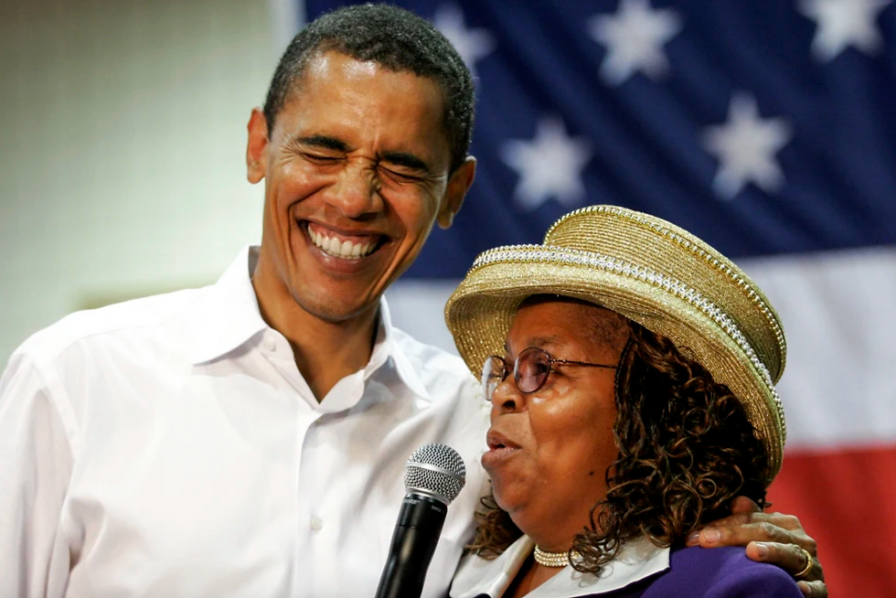 Image of Barack Obama with the lady who inspired campaign chant