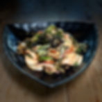 Shrimp stir fry noodles for mobile content creation