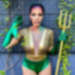 Nina Unrated in aqua woman cosplay holding a golden trident