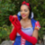 Nina Unrated in Snow White costume holding a red apple