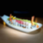 Colorful sushi roll platter for mobile content creation