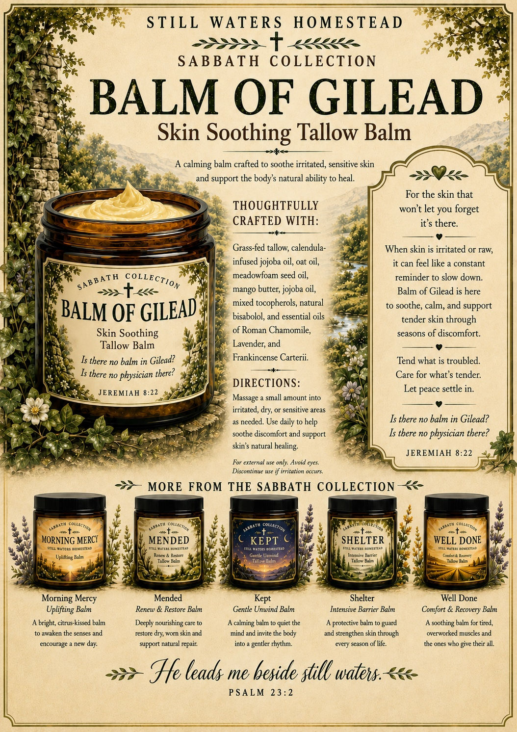 Balm of Gilead Skin Soothing Tallow Balm — Still Waters Homestead