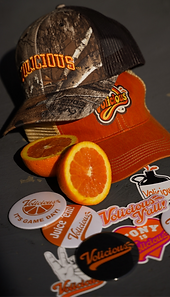 one hat with embroidery example and one hat with patch example