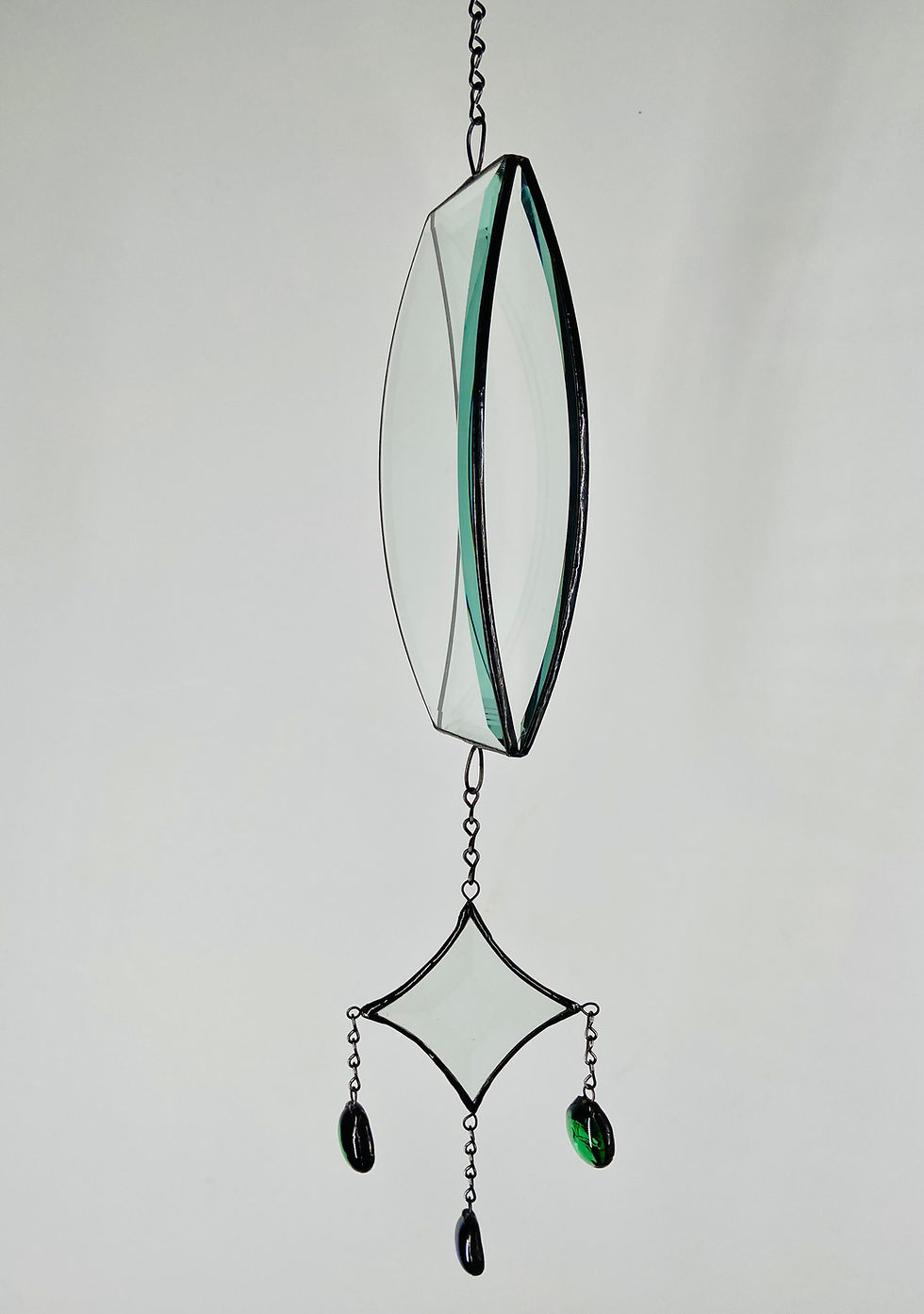 Clear Beveled Sun Catcher with glass gems