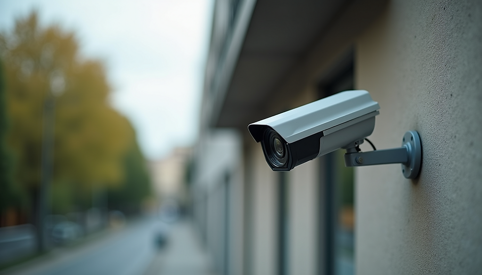 A security camera mounted on a wall.