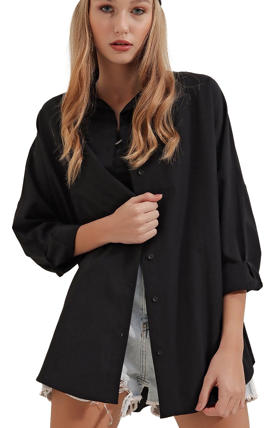 Thumbnail: VAVONNE Oversized Black Shirt