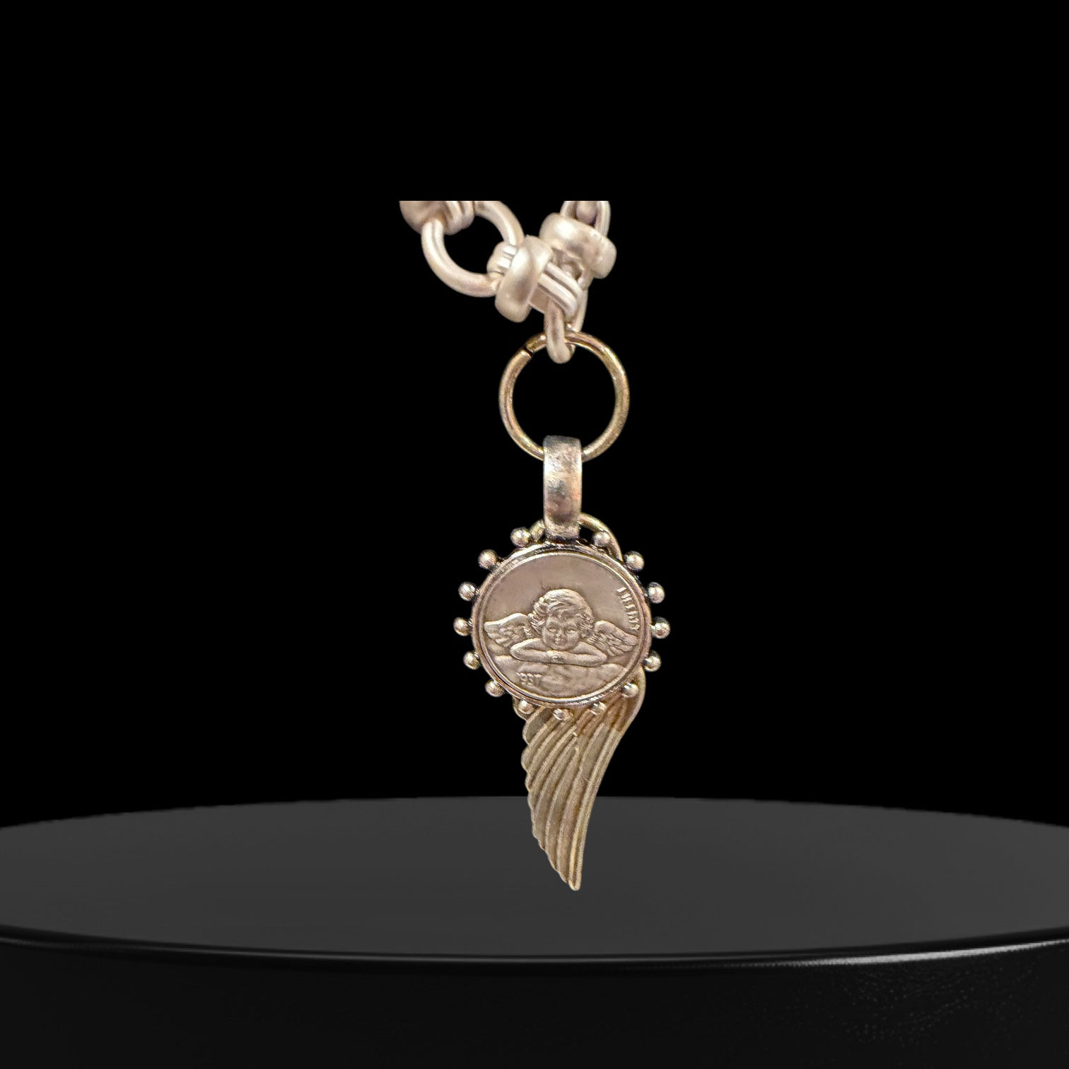 Cherub and Angel Wing Pendant