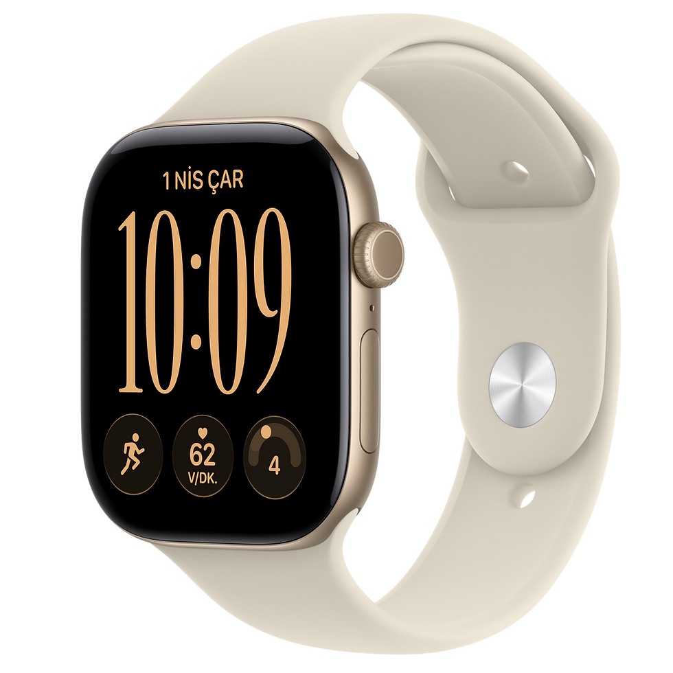 Apple Watch Series 12 GPS, 46 mm Uçuk Altın Al. / Kum Beji Spor Kordon