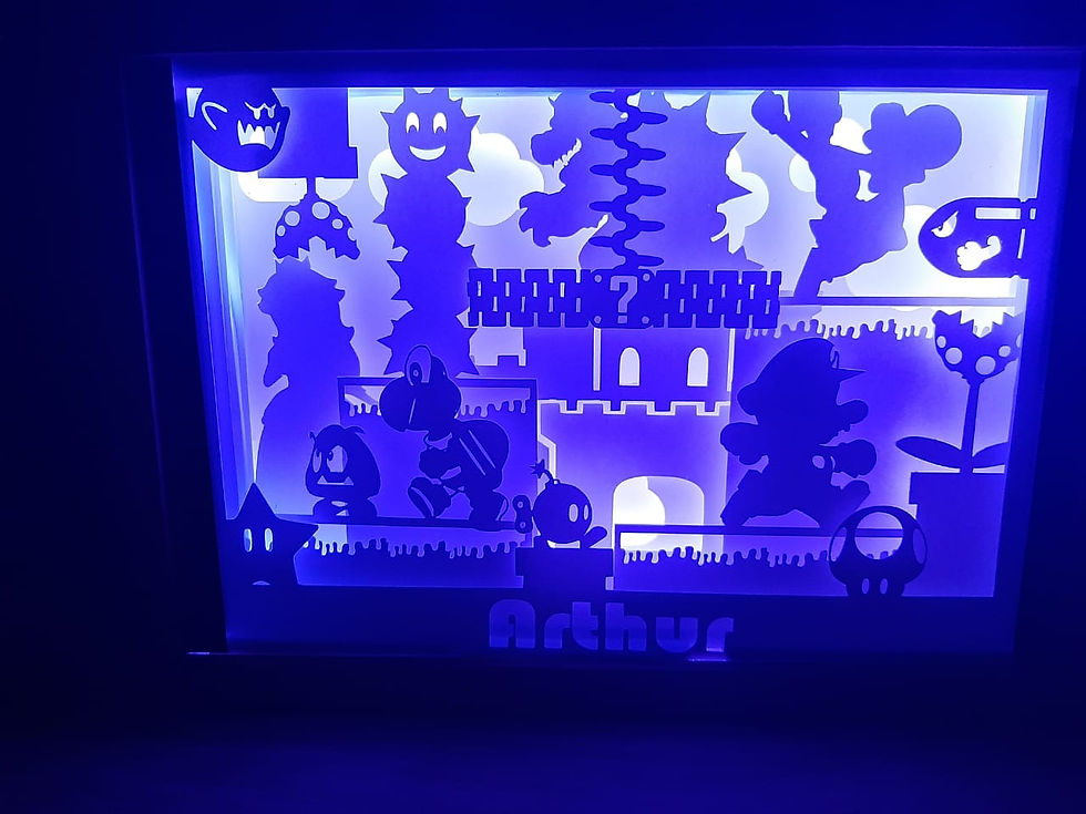 Miniatura: Luminária Super Mario Bros - Moldura de Madeira