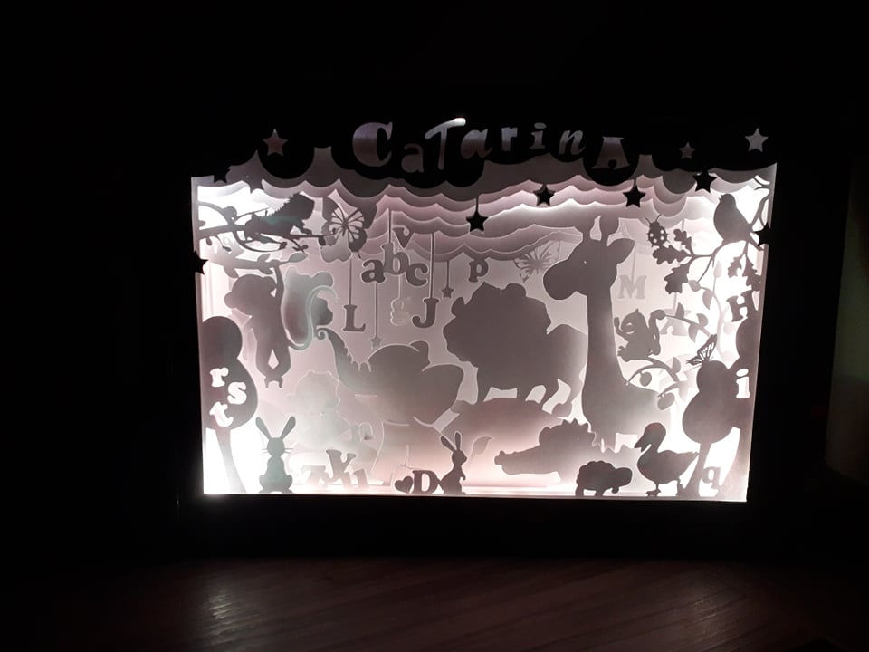 Miniatura: Luminária Bichinhos & Letrinhas - Moldura de Madeira
