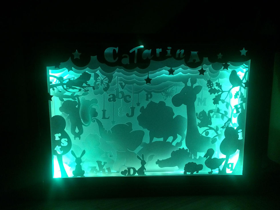 Miniatura: Luminária Bichinhos & Letrinhas - Moldura de Madeira