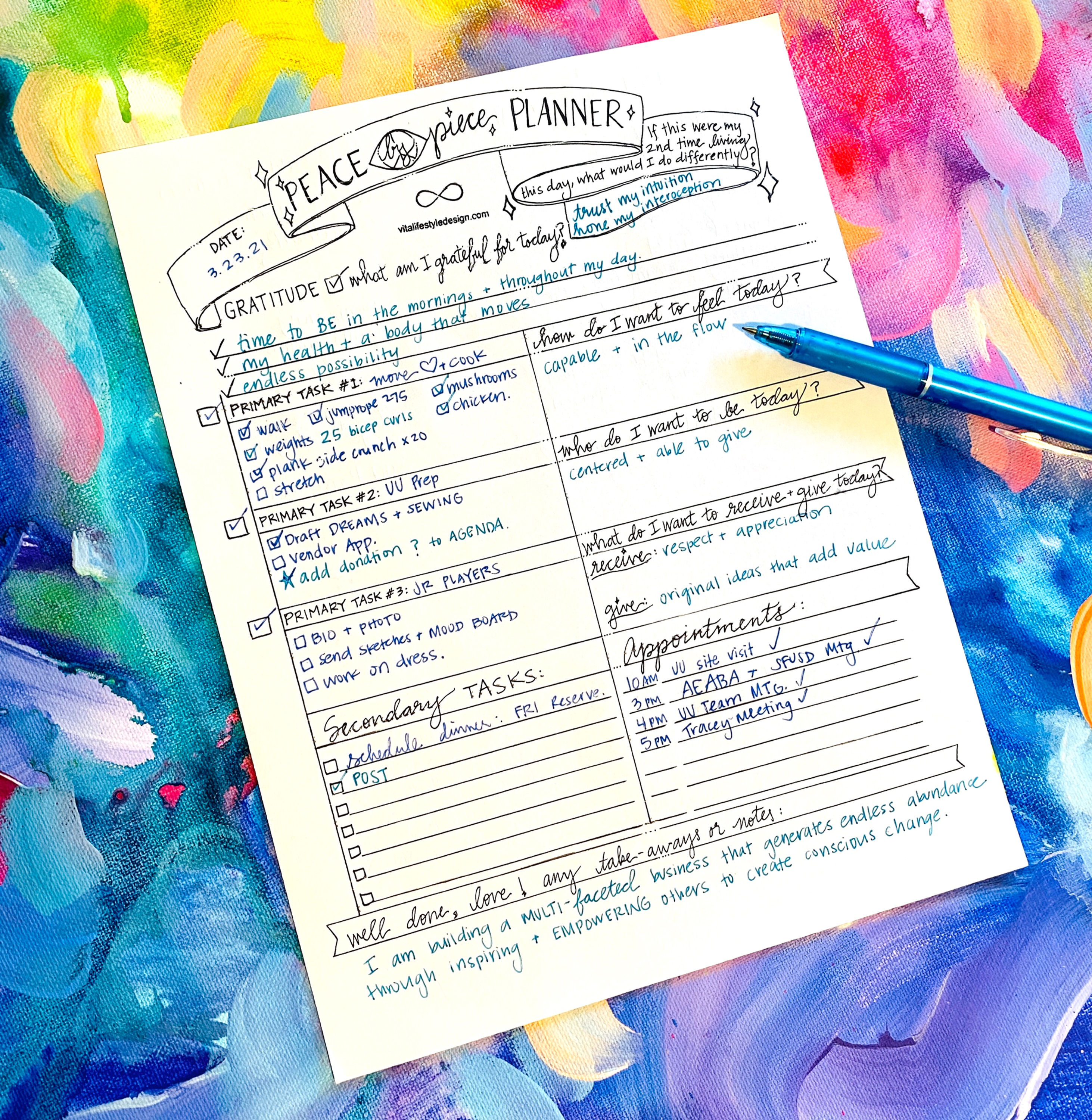 Peace by Piece Daily Planning Tool