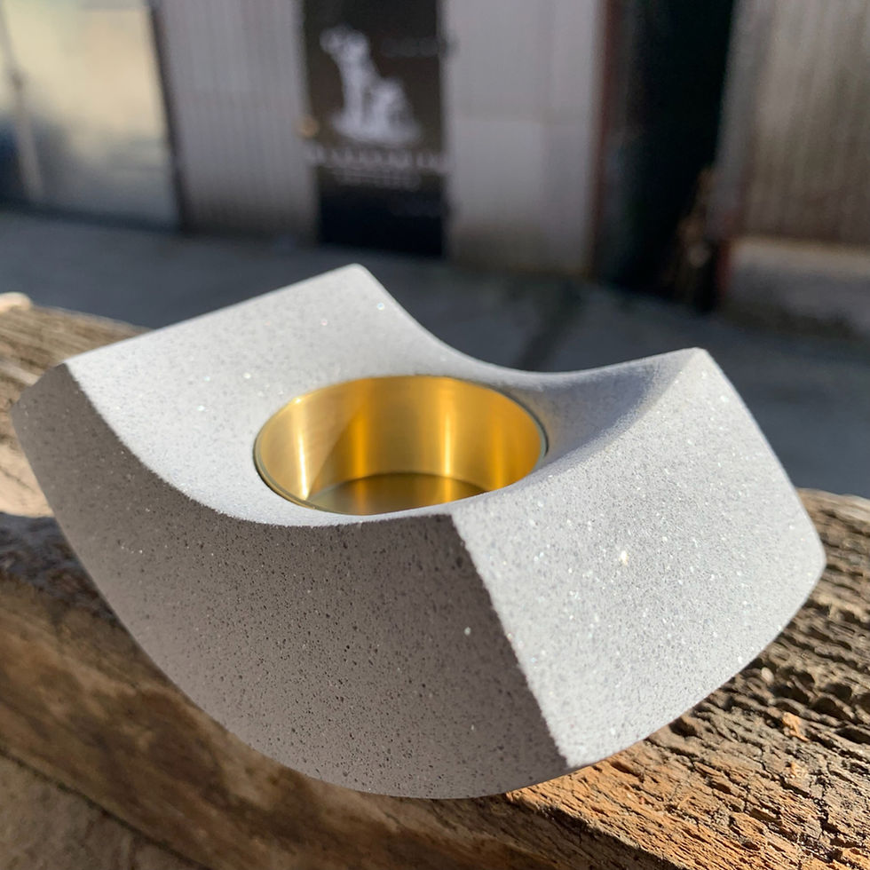 Thumbnail: 'Rock and Roll' Candleholders in Marble Jesmonite & Brushed Brass