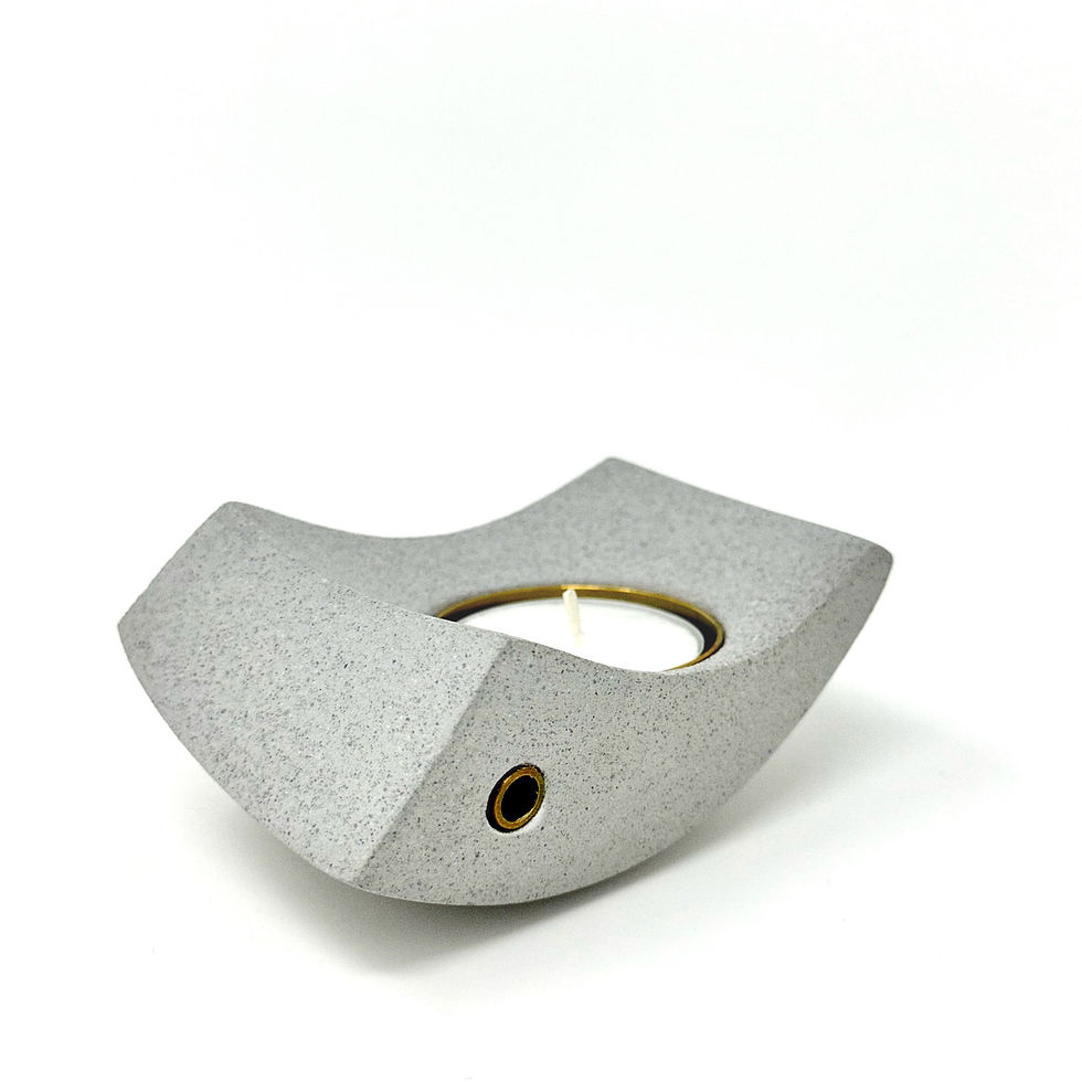 Thumbnail: 'Rock and Roll' Candleholders in Marble Jesmonite & Brushed Brass