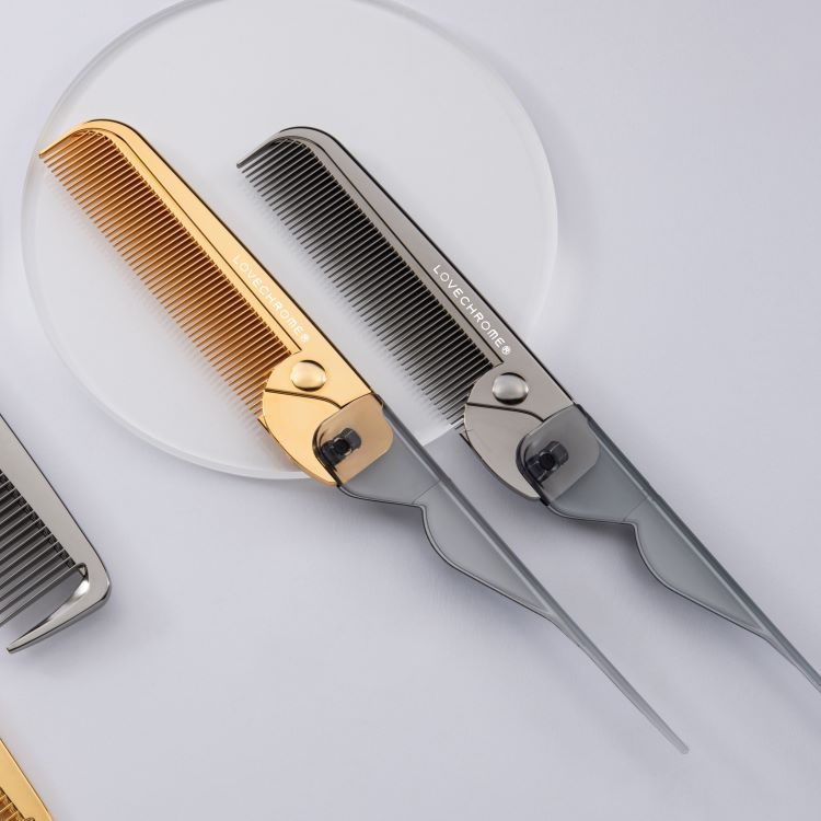 Thumbnail: (代購)日本製LOVECHROME Love Chrome PG Bangs Comb 便攜可折疊劉海修飾整理美髮造型梳 [Premium Black 高貴黑]