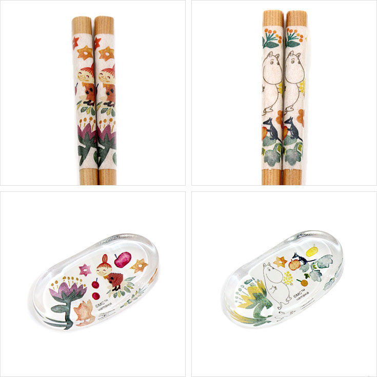 縮圖：(代購)日本製 YAMAKA 山加商店 Moomin 姆明阿美雙筷子連筷架雕木禮盒套裝 Chopsticks Box Gift Set (2對)