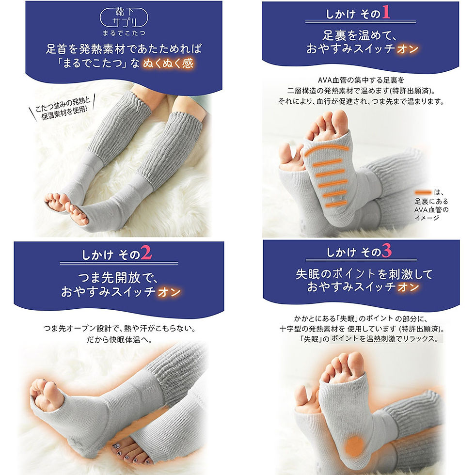 縮圖：(代購)日本岡本 OKAMOTO 男士大尺碼 睡覺專用冬天防寒發熱保暖長襪 露趾設計 放鬆助眠神器 Warm Socks Toe Opener for Men