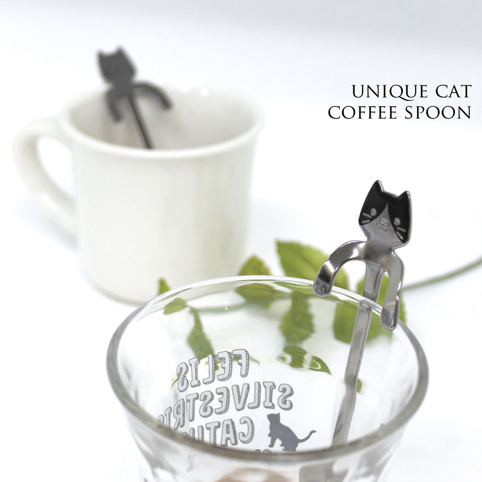 Thumbnail: Japan Meow Cat Coffee Spoon resting on cup mug edge (black) - Made in Japan