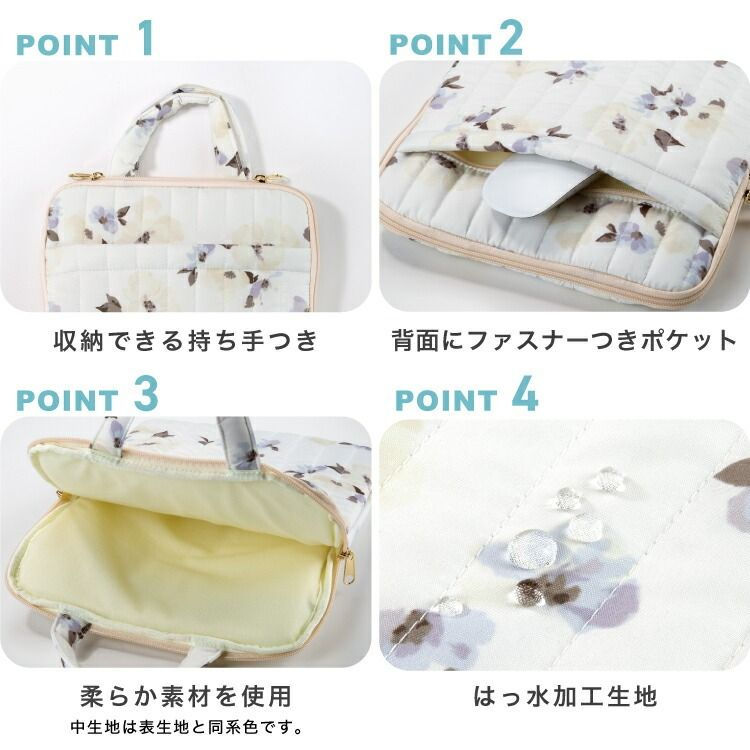 Thumbnail: (代購)日本wpc 筆記型手提電腦雙拉鍊防水保護袋附手柄 Pattern Quilted Computer PC Case Bag M