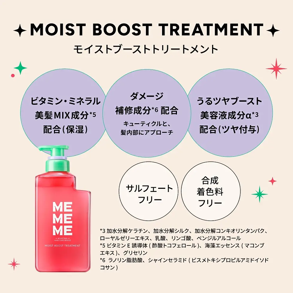 Thumbnail: (代購)日本花王 Kao MEMEME 水潤亮澤洗髮水 Moist Boost Shampoo 400ml / 護髮素 Hair Treatment 400ml