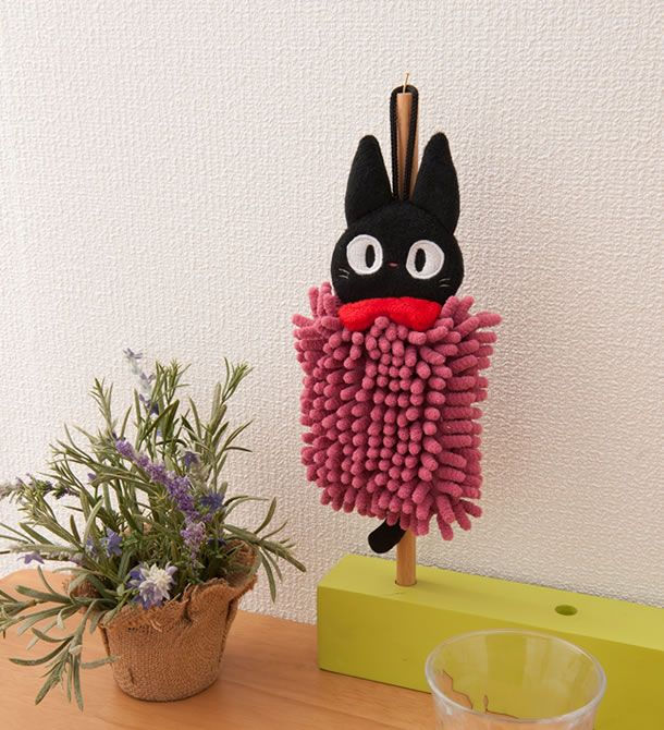 縮圖：日本精品宮崎駿魔女宅急便 Kiki's Delivery Service Cat 黑貓吸水快乾柔軟掛繩抺手毛巾 Bathroom Mini Hand Towel