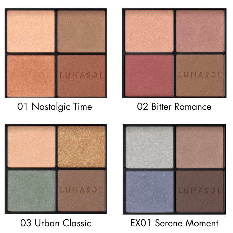 縮圖：日本Kanebo LUNASOL 魅光幻彩四色眼影組 Eye Coloration Eyeshadow N [01 Nostalgic Time]