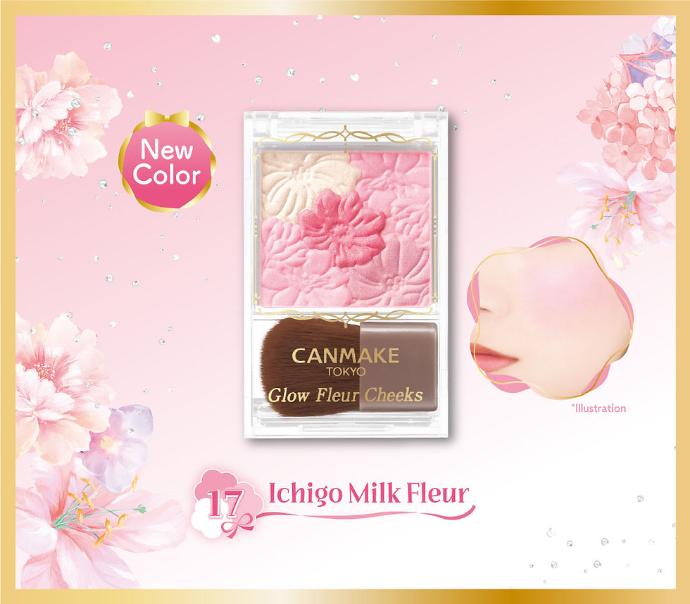 縮圖：日本 Canmake 花漾瑰麗胭脂 Glow Fleur Cheeks Cheek Blush Color #17 Strawberry Milk Fleur