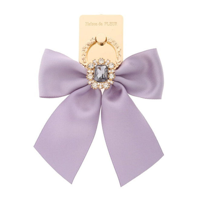 Thumbnail: 日本Maison de FLEUR 閃石絲帶蝴蝶結手提電話 手機指環扣 Bijoux Ribbon Smartphone Ring