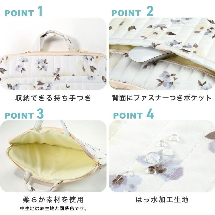 Thumbnail: (代購)日本wpc 筆記型手提電腦雙拉鍊防水保護袋附手柄 Pattern Quilted Computer PC Case Bag L