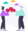 two people holding a cloud shape