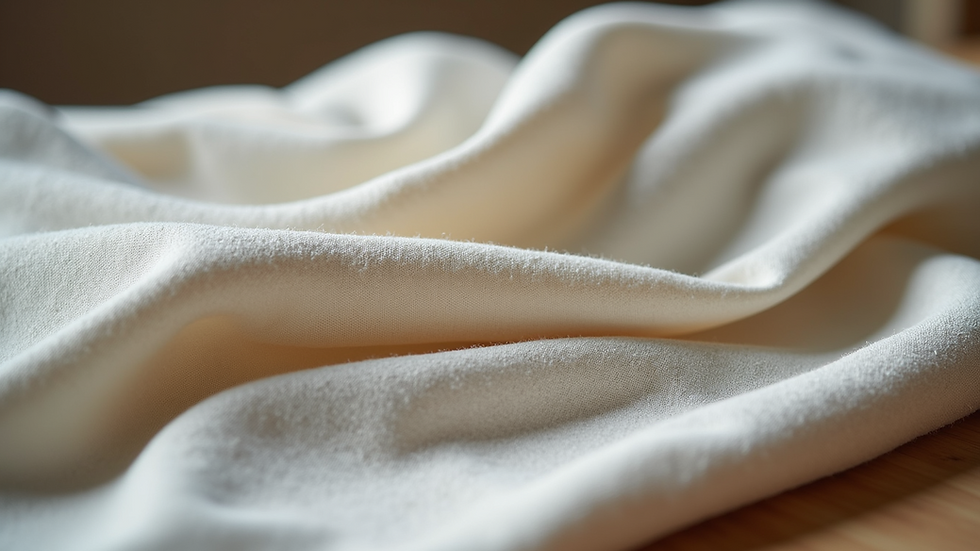 Close-up of folded sustainable fabric with natural texture