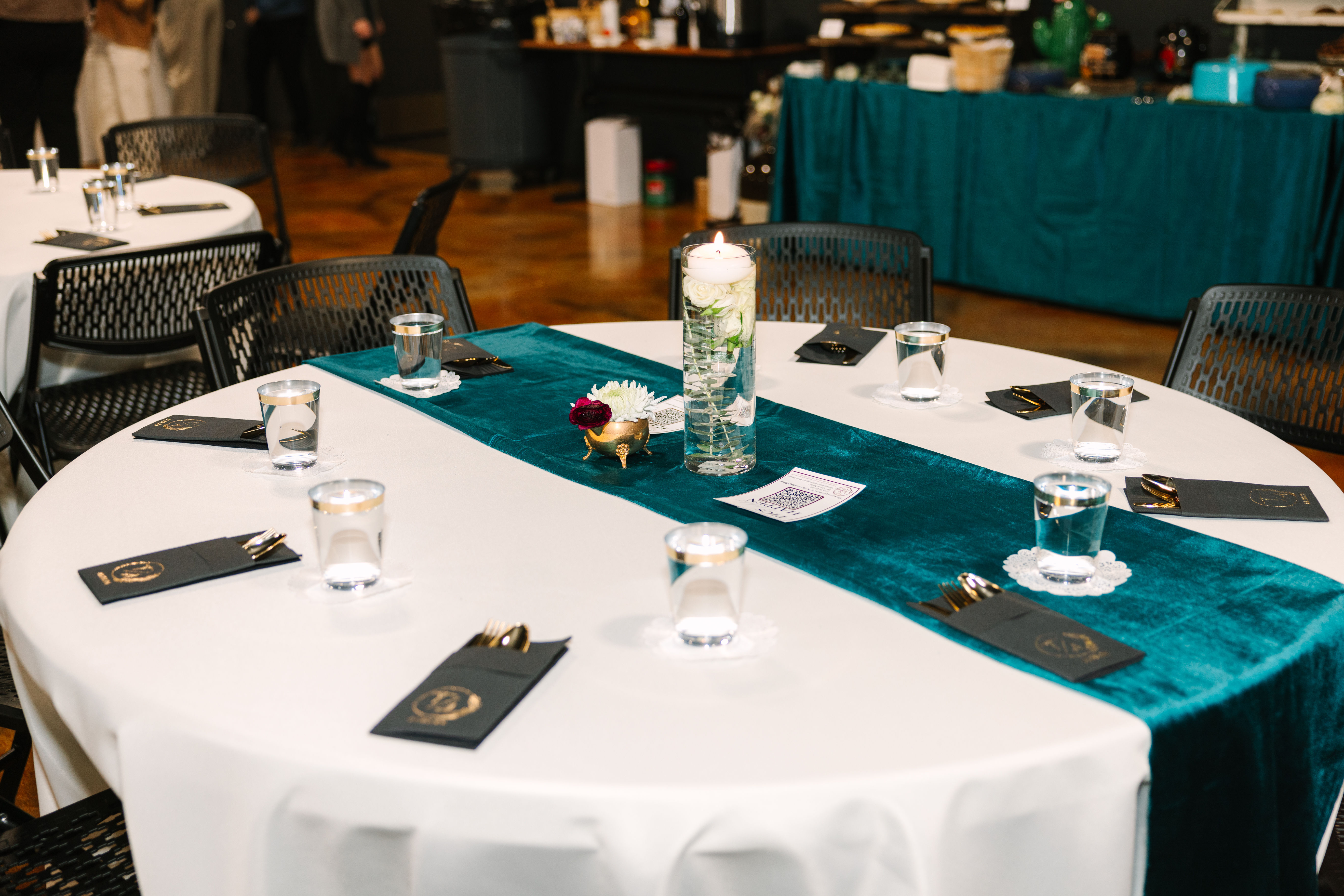 Velvet peacock teal 8ft table runner