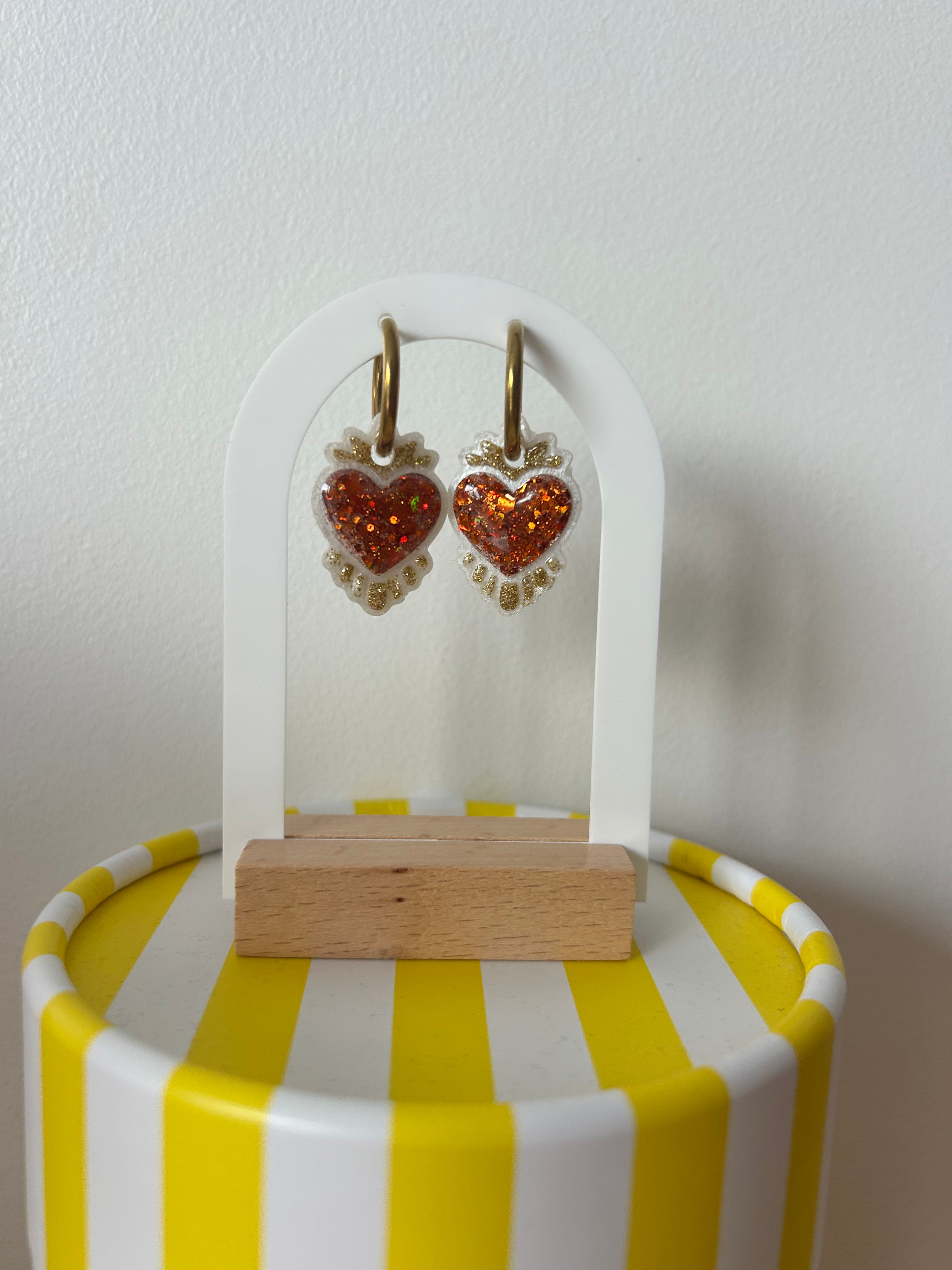 Boucles d’oreille ex voto orange 