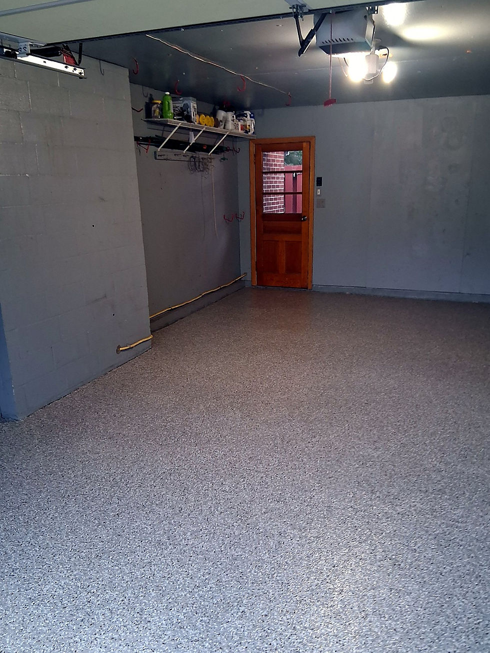 Polyaspartic flake garage floor in Vestal NY