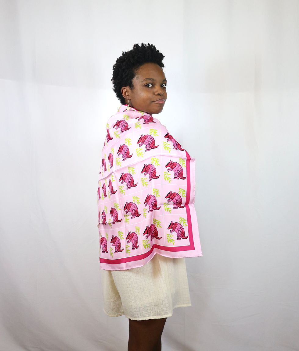 Thumbnail: Ways to style Pink Rose Armadillos Scarf