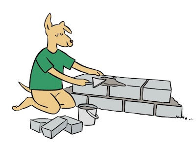 Freebie laying bricks.