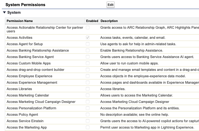 Permission Set>System Permissions