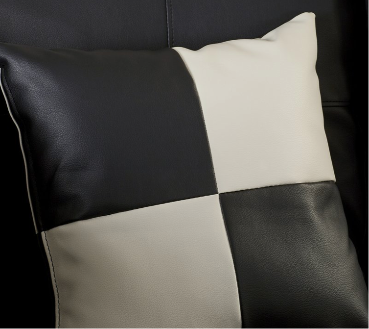 Thumbnail: Black Faux Leather Sectional Sofa with Ottoma