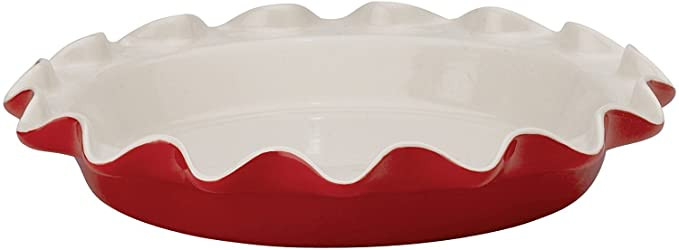 ceramic dishwasher safe Pie Plate with deep-fluted edge for beautifully scalloped pie crusts 4 cup capacity
