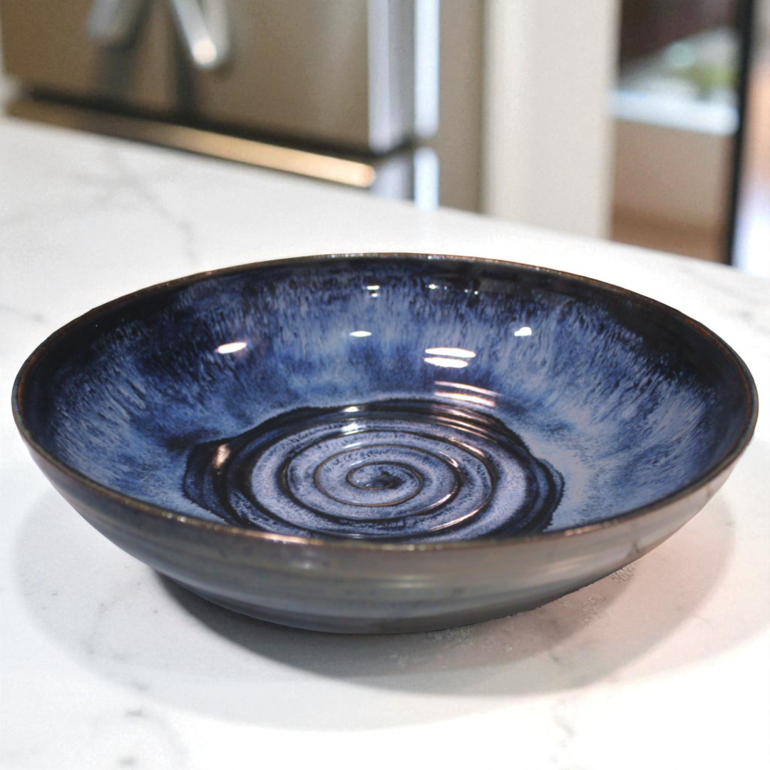 Blue Swirl Serving Bowl