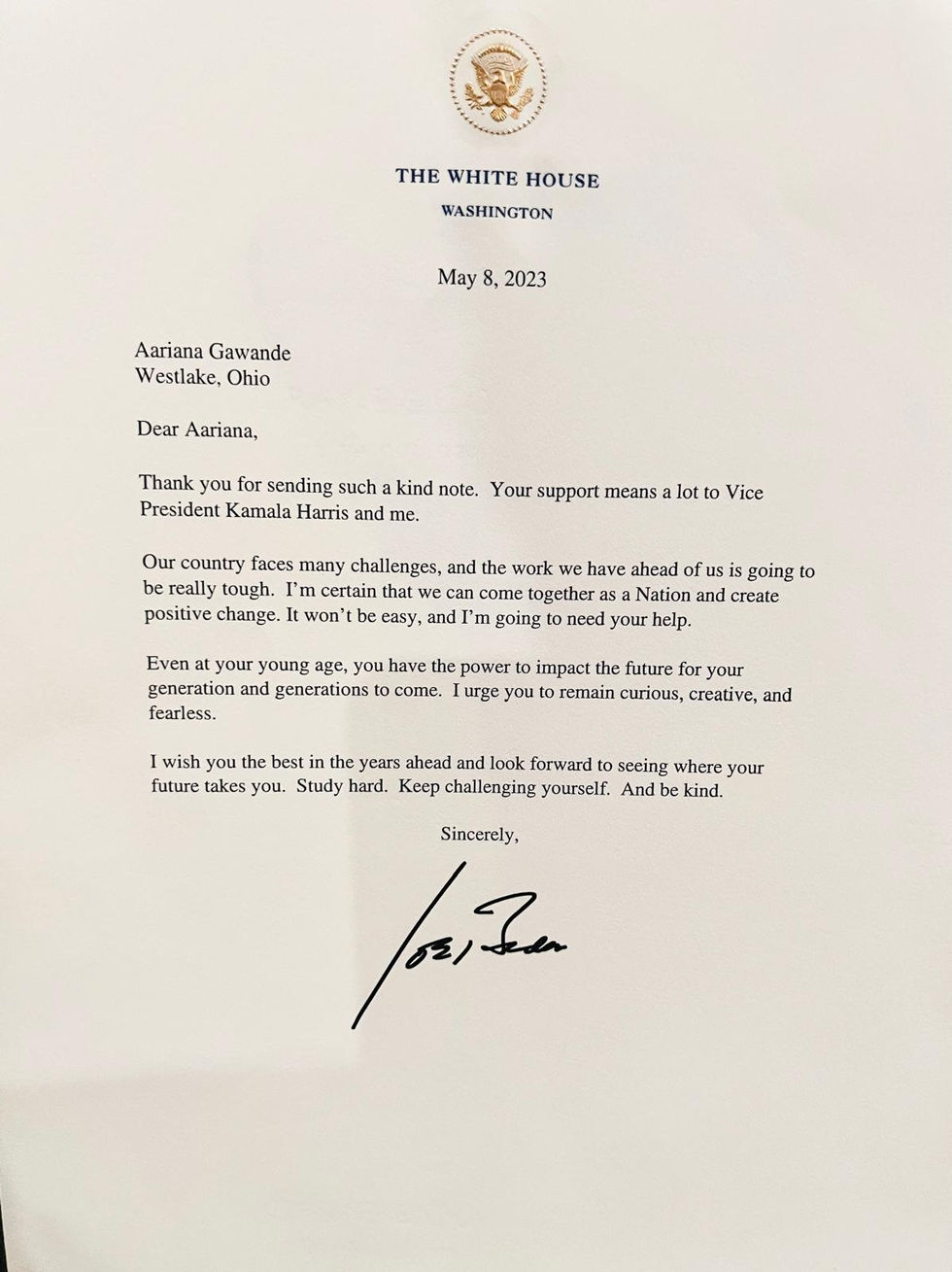 Letter for school project 2023