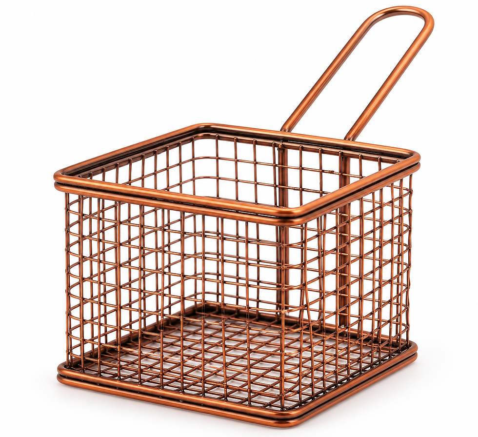 Antique Copper Wire Mesh Basket with Raised Handle