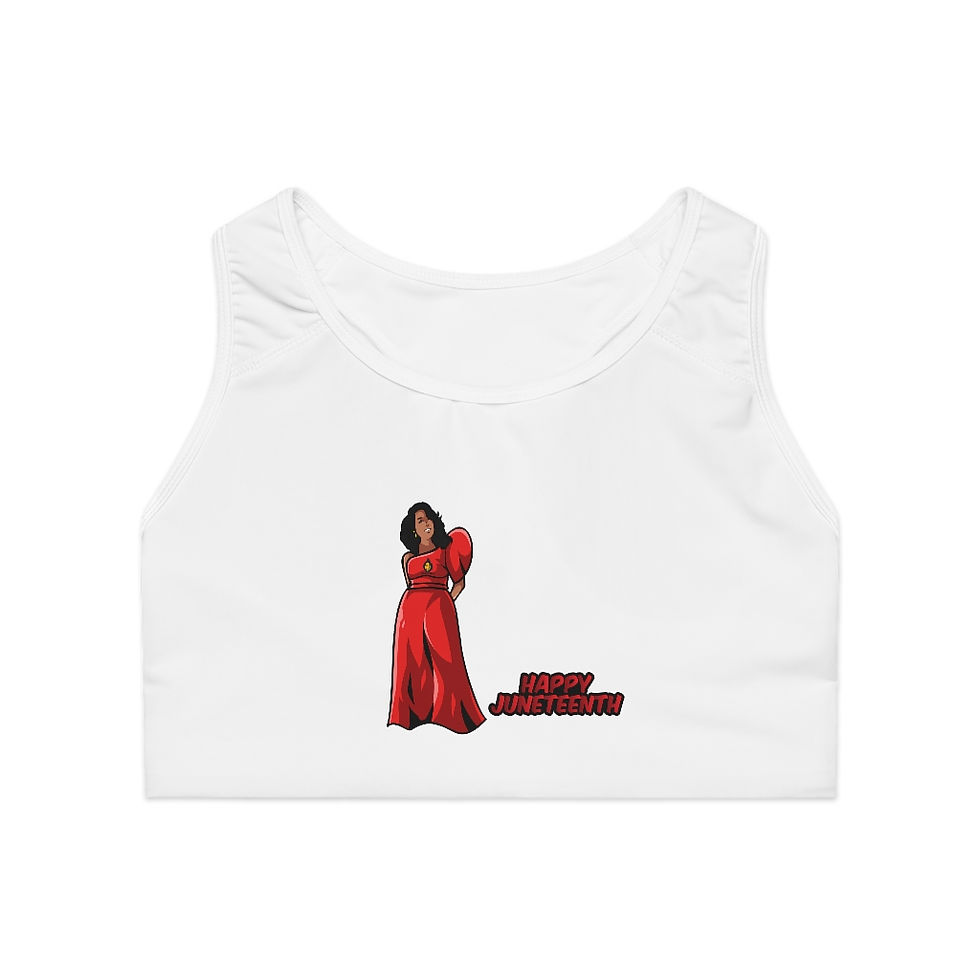 Miniatura: Sports Bra (AOP) from our Intelligent Diva Juneteenth Collection