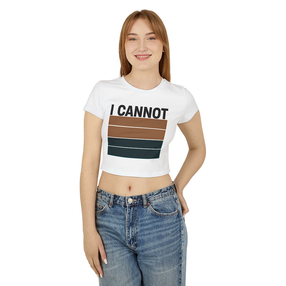 Miniatura: I Cannot Women's Baby Tee - Casual Graphic Top for Fun Vibes