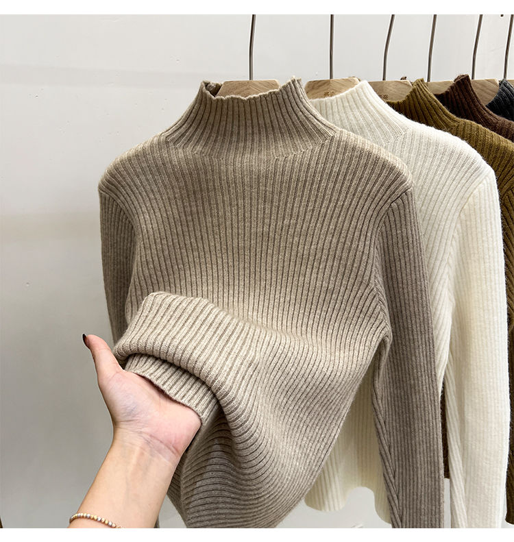 Miniatura: 2026 Warm Knitted Turtleneck Sweater Women Autumn Winter Solid Color Base Layer 