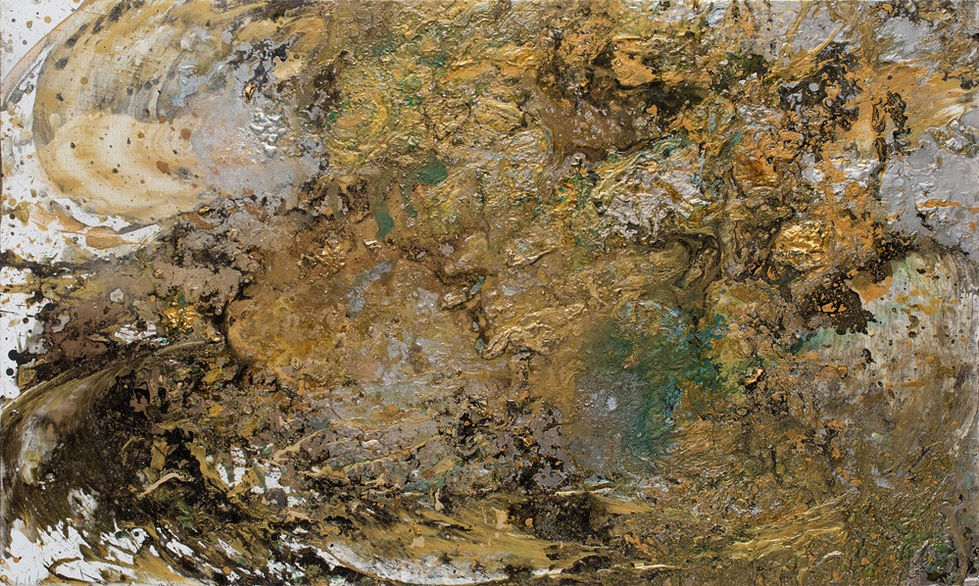 005. λλΌμ΄ μμ΄_ κΈλΉνλ AMAZING GRACE _GOLDEN WAVE 97 x 162 (cm) Gold powder, Silver powder, Mixed media, Acrylic on Canvas 2018