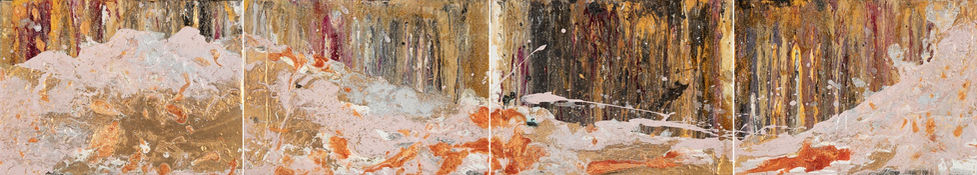 06 빛의 하얀절벽 The White Cliffs of Light 24.5 X 134 (cm) Gold, Silver powder Mixed media on Canvas 2023