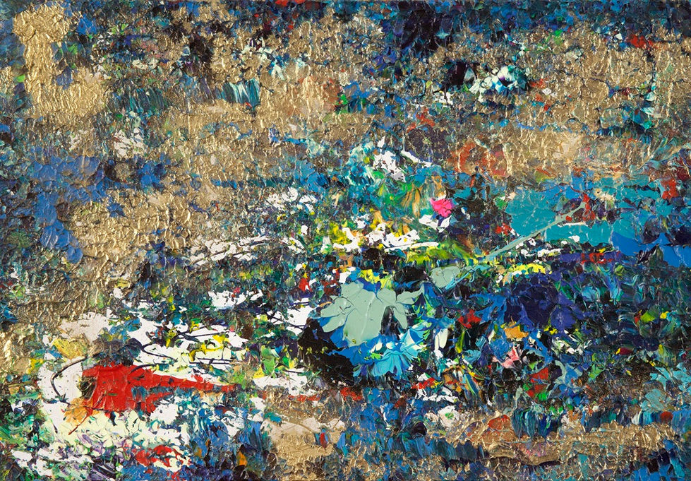 46. 나비효과_바다 위의 부표 Butterfly effect_ A buoy on the Sea 54 x 66 (cm) Gold powder Mixed media on Canvas 2016