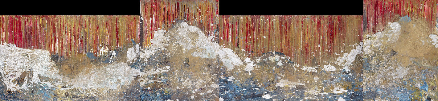 14. 시온산_빛나는 시간 ZION_ GOLDEN HOUR 162.2 x 97cm Gold, Siver powder Mixed media on canvas 202